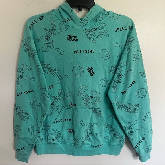 Space Jam Hoodie All Over Print Tune Squad Teal Womens Size Small Basketball - Picture 1 of 11